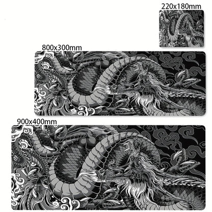 XL Gaming Mouse Pad – Black & White Dragon