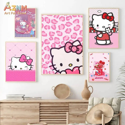 The Kawaii Collection: Hello Kitty Pink Leopard Bow Canvas Art