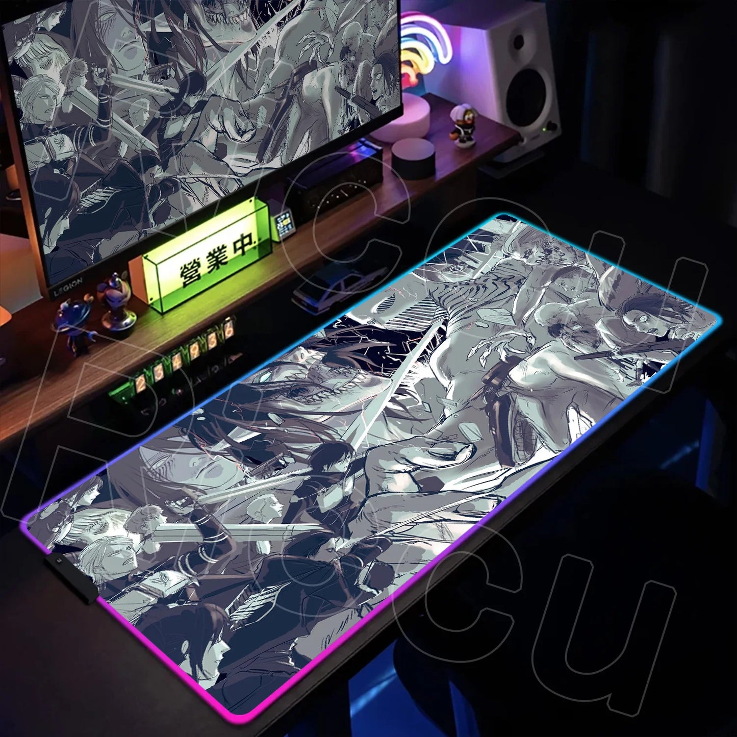 AOT Edition: XXL RGB Extended Gaming Desk Mat with Custom LED Lighting