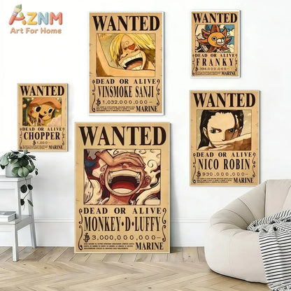 The Grand Line Collection: High-Definition One Piece Wanted Canvas Art