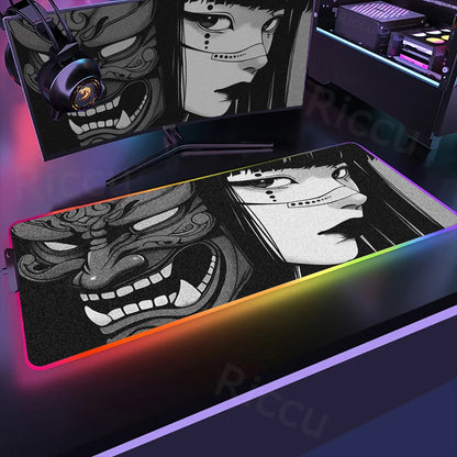 Samurai Edition: RGB Extended Gaming Desk Mat with Custom LED Lighting