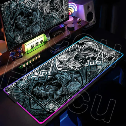 Metal Lion RGB LED Gaming Mouse Pad – XXL HD Print Non-Slip Desk Mat for PC & Esports
