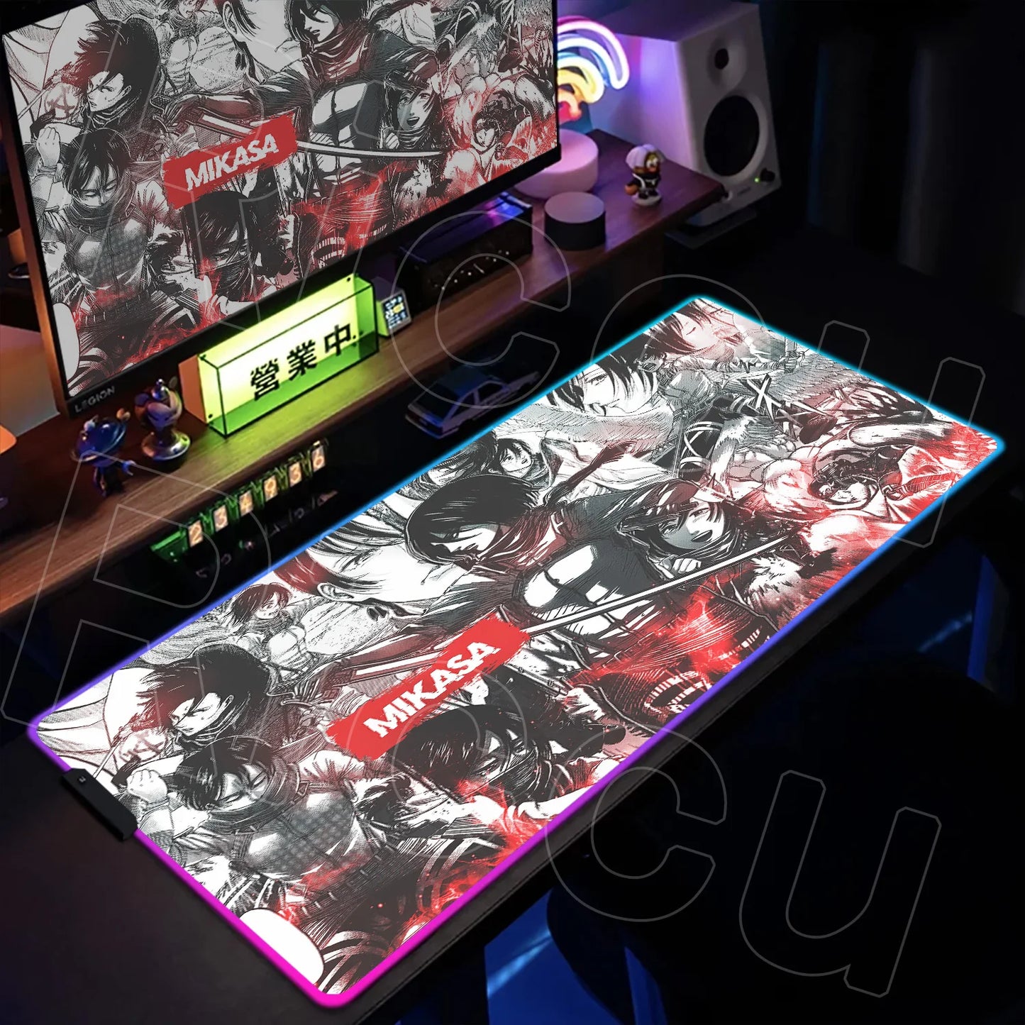 AOT Edition: XXL RGB Extended Gaming Desk Mat with Custom LED Lighting